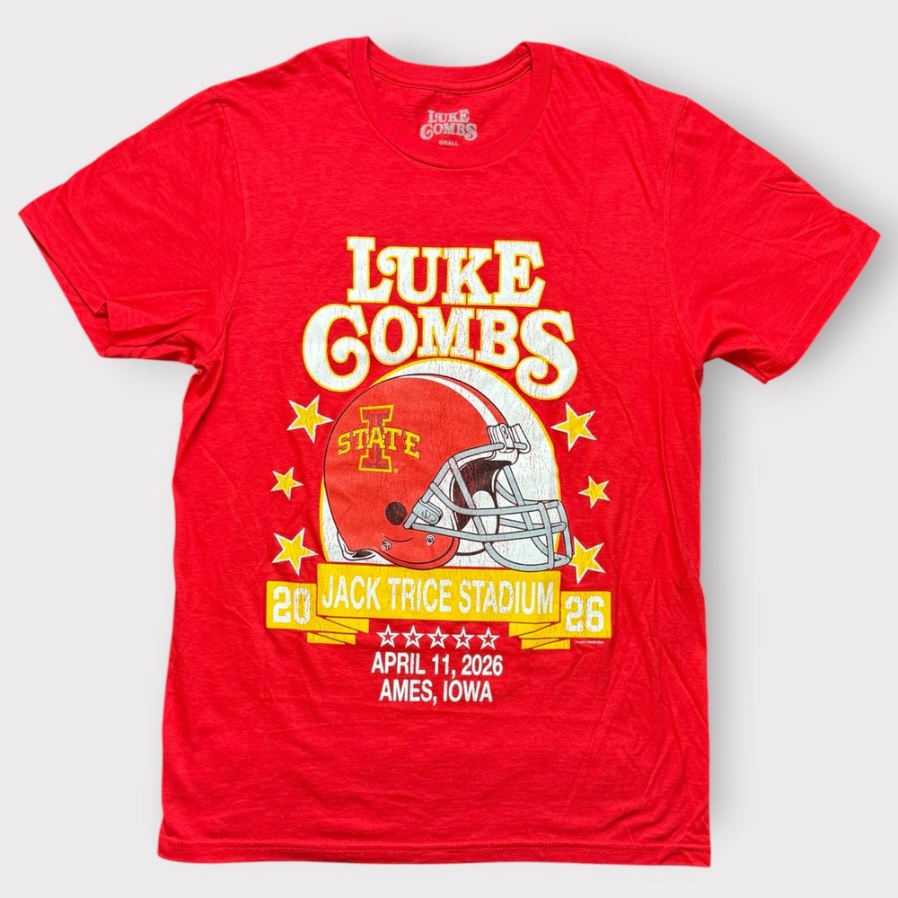 Luke Combs Iowa State Jack Trice Stadium Concert T-Shirt Red Mens Small 2026